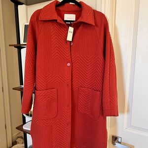 Anthropologie Brick Red Quilted Cape